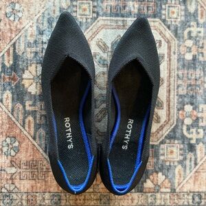 Rothy's The Point WASHABLE Knit Black/blue Women's flats size 8